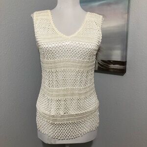 Collection B Cream Crochet Tank Top